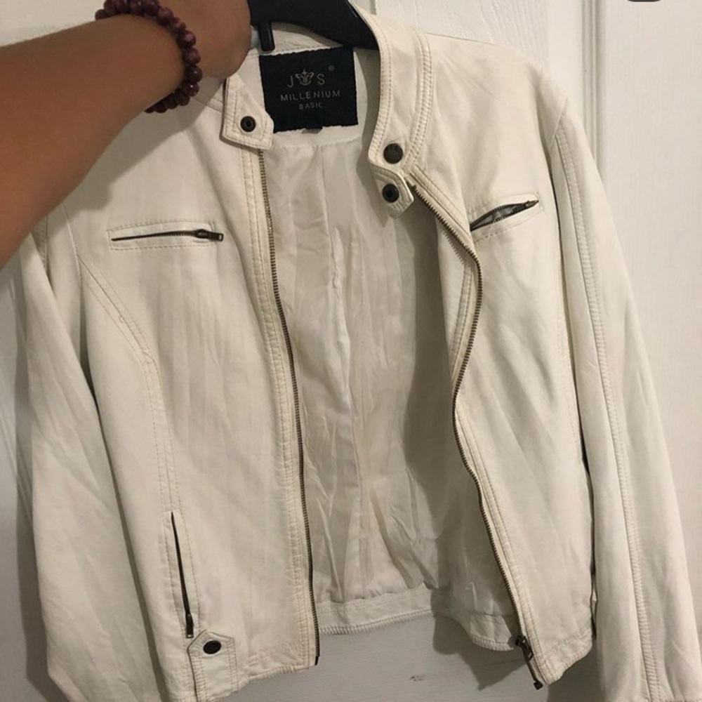 white leather jacket